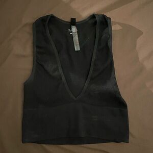 Urban Outfitters Black Deep V-Neck Tank Top
